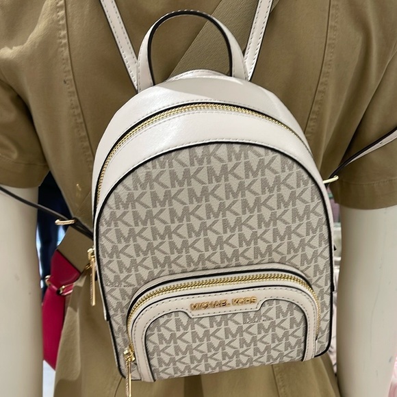 Michael Kors Ladies Backpack Bag Jaycee XS Conv Zip Backpack Light Cream Multi - Picture 1 of 16
